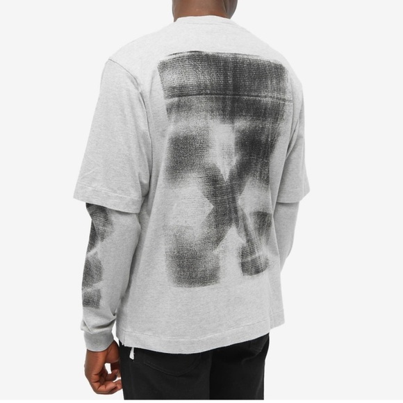 Off-White Gray Jumbo Arrow Double Sleeve Tee - Picture 2 of 8